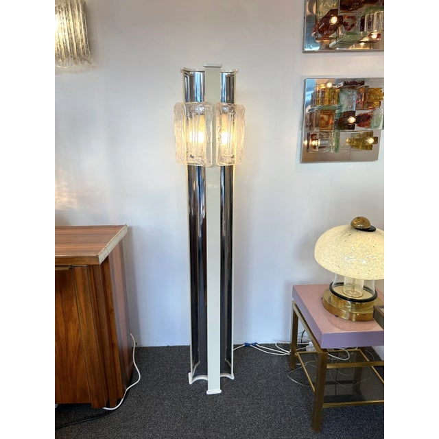 1970s Mid-Century Modern Murano Glass and Metal Floor Lamp by Esperia, Italy, 1970s For Sale - Image 5 of 13