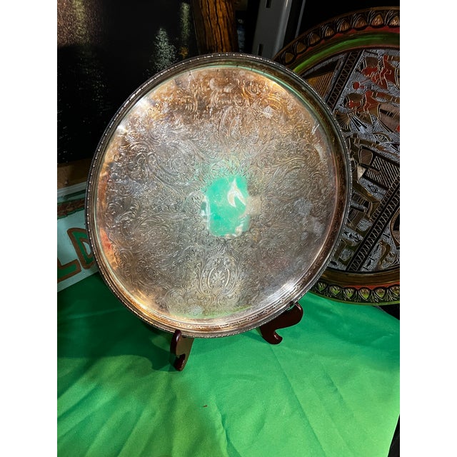 Metal 1970s Barker Ellis England Pierced Silver Tray For Sale - Image 7 of 9