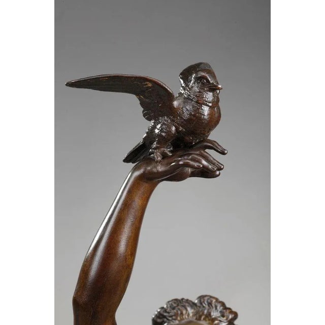Bronze Femme Aux Colombes Sculpture by Charles-Alphonse Gumery For Sale - Image 5 of 18