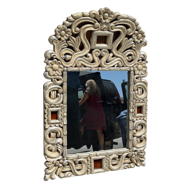 18c Style Kathleen Spiegelman Silver Giltwood Portuguese Mirror.
