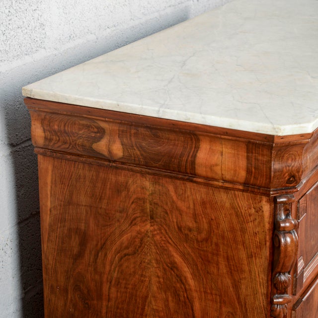 Antique Chest of Drawers in Carved White Marble, 1800s For Sale - Image 10 of 14