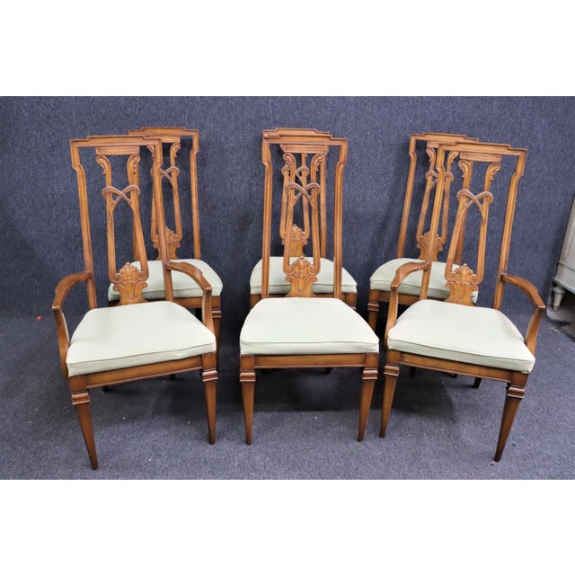 6 Weiman Italian Style Carved Walnut Dining Chairs For Sale - Image 11 of 11
