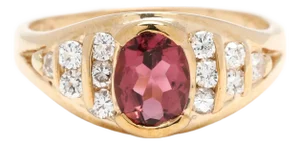 1ctw Pink Tourmaline & Diamond Ring, 14k Yellow Gold, Ring Size 5.75
