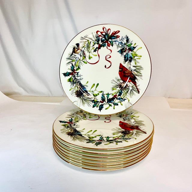 1990s Vintage Americana Arts & Crafts Boho Chic Christmas Lenox Winter Greetings - 24 PCS Set, Service for 8 For Sale - Image 9 of 15