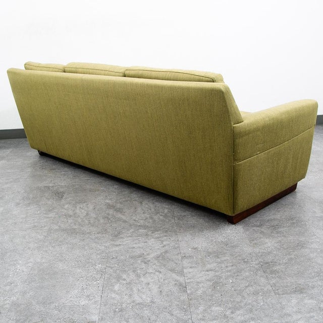 Mid Century Danish Modern Sofa Couch Rosewood Green Wood Vintage Denmark 3 Seat For Sale - Image 4 of 12