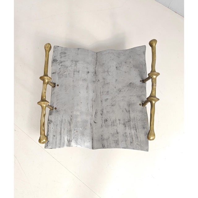 Gold Magazine Rack in Bronze and Aluminium by David Marshall, 1980s For Sale - Image 8 of 11