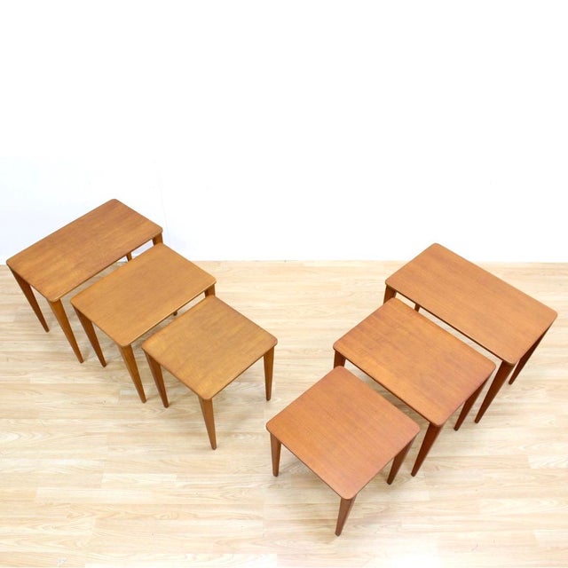 Brown 1960s Pair of Mid Century Nesting Side Tables by Gordon Russell - Set of 6 For Sale - Image 8 of 9