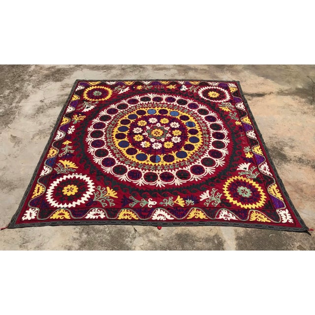 Textile 1974 Vintage Floral Center Suzani For Sale - Image 7 of 7