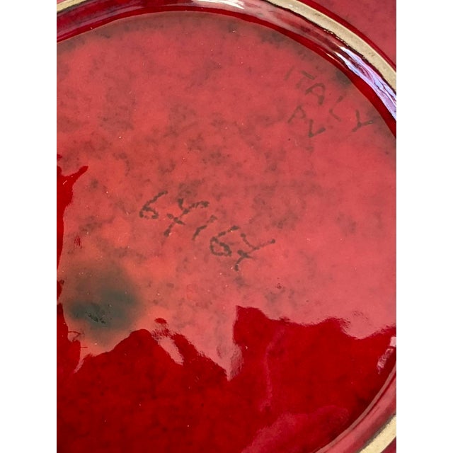 Vintage 1960s Italian Glazed Ceramic Tomato Plates - Set of 8 For Sale - Image 4 of 12