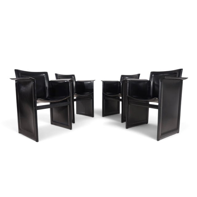 Mid-Century Modern Solaria Leather Dining Chairs by Tito Agnoli for Arrben, 1970, Set of 4 For Sale - Image 3 of 18