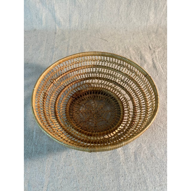 Image showcasing Mid 20th Century Vintage Round Woven Basket | Chairish