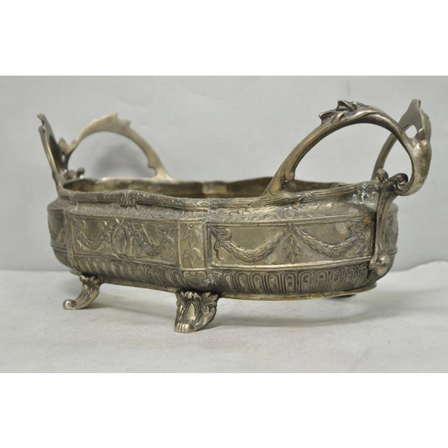 Metal Vintage French Louis XVI Baroque Style Bronze Planter Centerpiece Bowl Dish For Sale - Image 7 of 18
