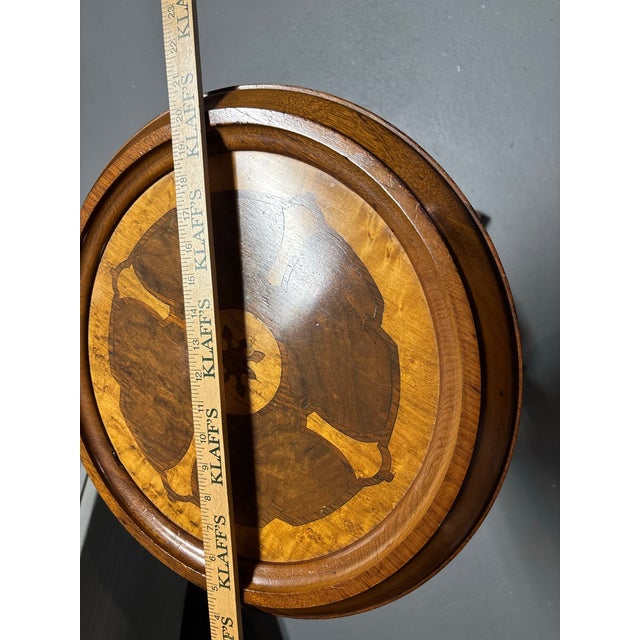 Victorian-Style Marquetry Pedestal Table, Often Referred to as a "Wine Table" or "Inlaid Occasional Table. For Sale In New York - Image 6 of 8