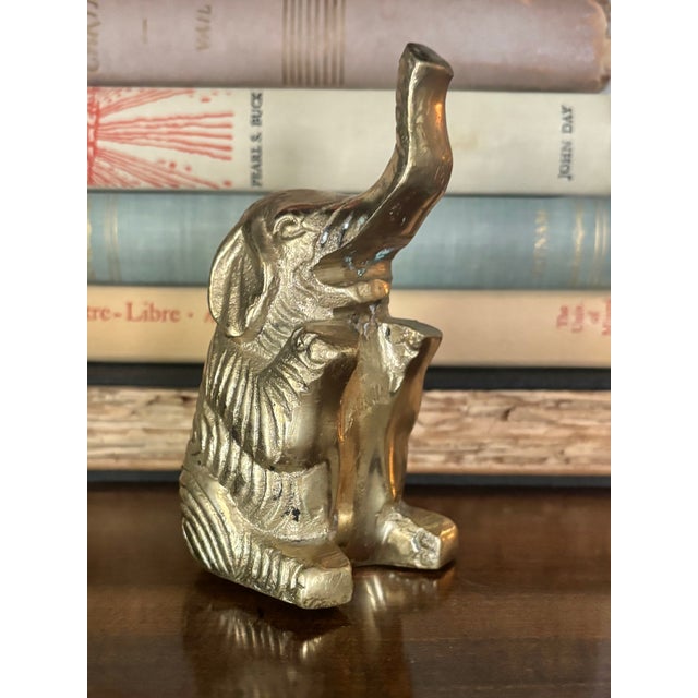 Metal Vintage Brass Elephant Figurine For Sale - Image 7 of 10