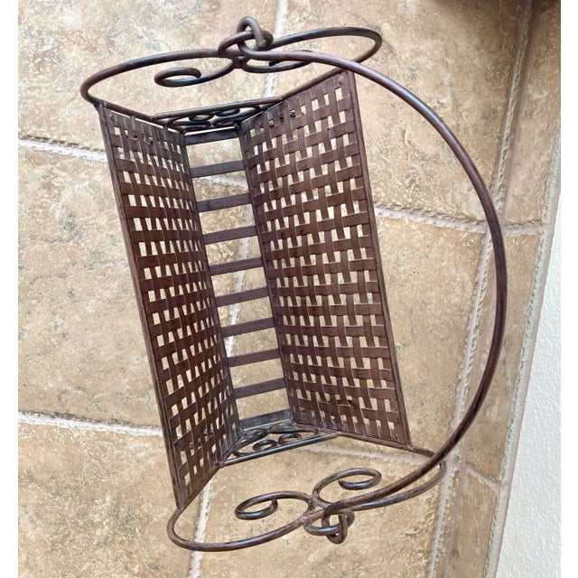 Late 20th-Century French Market-Inspired Banded Lattice Iron Media Stand For Sale - Image 9 of 12