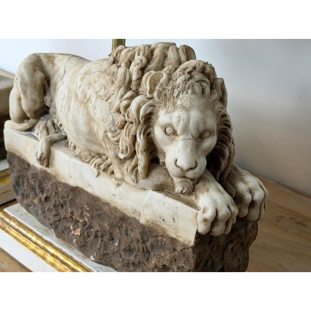 Mid 20th Century Style After Canova Neoclassical Recumbent Lion Table Lamps - a Pair For Sale - Image 15 of 15