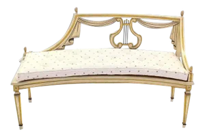 Early 20th Century Vintage French Provincial Style Curved Bench