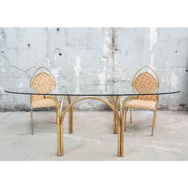 Vintage Italian Dining Table and Chairs with Brass Frame, 1970s, Set of 5 For Sale - Image 11 of 13