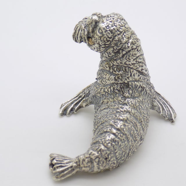 Silver Vintage Italian Handmade Genuine Silver Walrus Figurine Sculpture by Cerreti For Sale - Image 8 of 15
