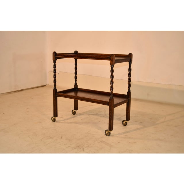 English Edwardian Oak Bar Cart From England, Circa 1900 For Sale - Image 3 of 7