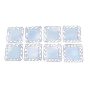1940s Westmoreland Square Reticulated Milk Glass Plates- Set of 8