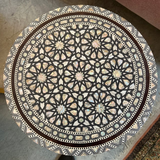 Abalone Inlay and Wood Side Table For Sale In Miami - Image 6 of 9