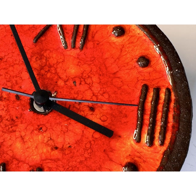 Brutalist Ceramic Wall Clock with Junghans Movement from Krösselbach, Germany, 1960s For Sale - Image 11 of 12