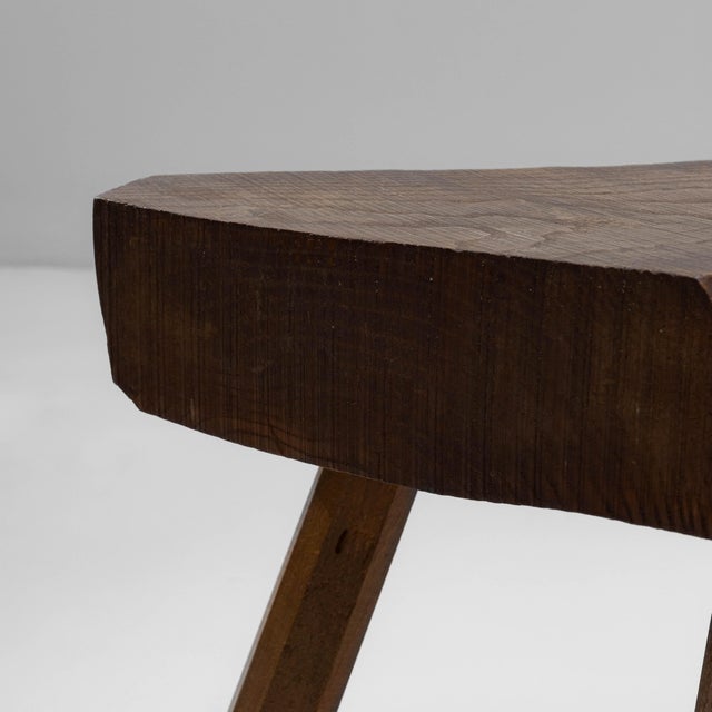 1970s 1970s French Brutalist Wooden Stool For Sale - Image 5 of 18