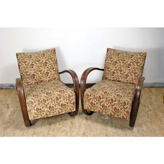 Set of Art Deco No. H-269 Armchairs by Jindrich Halabala for Gebrüder Thonet, 1930s For Sale - Image 6 of 9