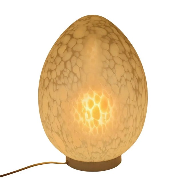 “Egg” table lamp, glass, La Verrerie de Vianne, Mid-century, 1970s - France Material: Speckled glass, metal base Brand: La...
