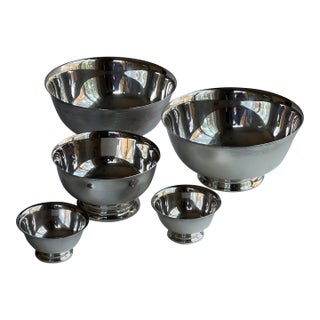 Vintage Silver-Plate Serving Bowls Paul Revere Design For Sale