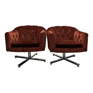 Mid-Century Modern Swivel Chairs- a Pair