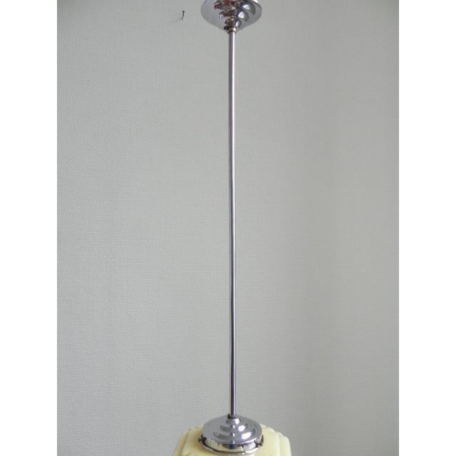 Art Deco Hanging Lamp with Cube Shaped Beige Globe, 1930s For Sale - Image 10 of 11
