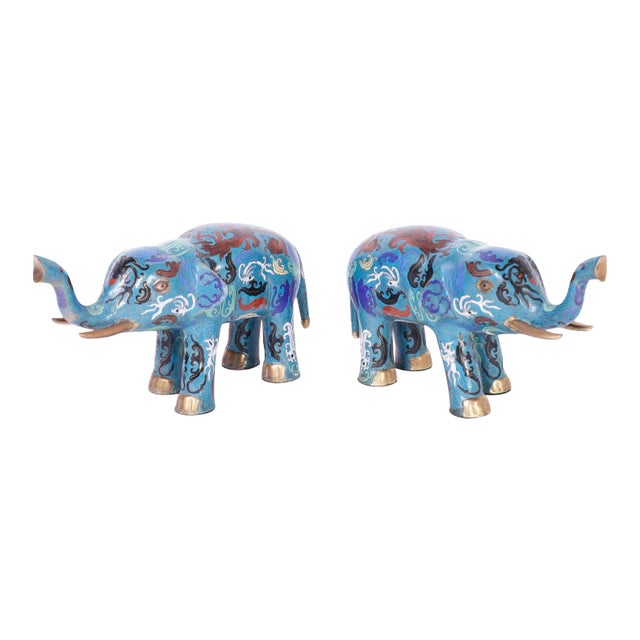 Chinese Cloisonné Elephants - A Pair For Sale