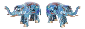 Chinese Cloisonné Elephants - A Pair