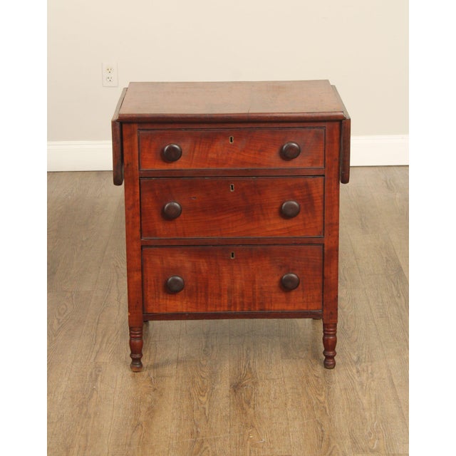 Antique Sheraton Three-Drawer Cherry Drop-Leaf Work Stand For Sale - Image 9 of 12