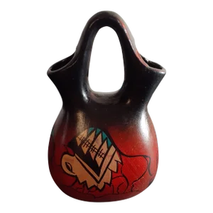 1970s Pueblo Ceramic Wedding Vase Made in Mexico