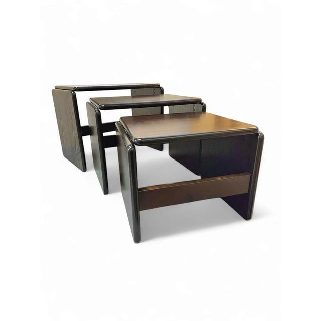 Italian Modern Ebonized Wood Nesting Tables, 1970s, Set of 3 For Sale - Image 6 of 6