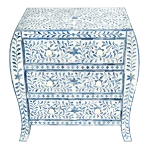 Trubadur & Bone Inlay 3 Drawer Chest, White & Blue