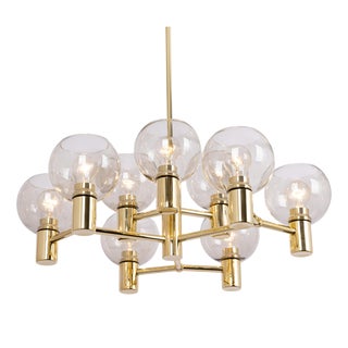 Large Vintage Brass Chandelier, Germany, 1960s For Sale