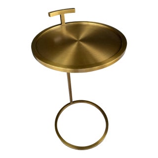 Restoration Hardware Martini Brass Round Side Table For Sale