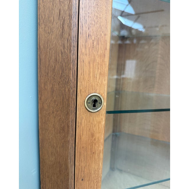 Vintage Oak Corner Cabinet with Glass Front, 1950s For Sale - Image 8 of 11