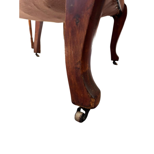 Ivory Pair of French Provincial Mahogany Armchairs With Floral Upholstery For Sale - Image 8 of 11
