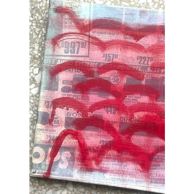 Elevate your art collection with this striking, one-of-a-kind abstract canvas painting by the renowned artist Russell...