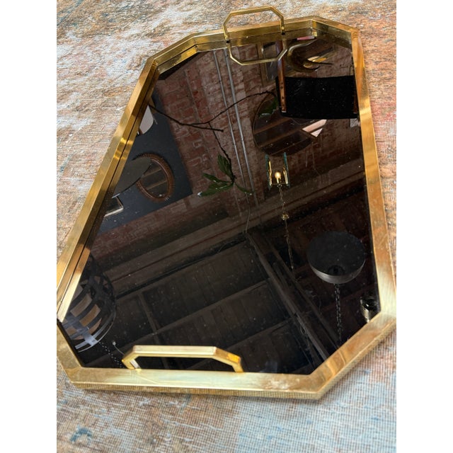1970s Serving Tray in Brass and Black Glass, Italy For Sale - Image 4 of 6
