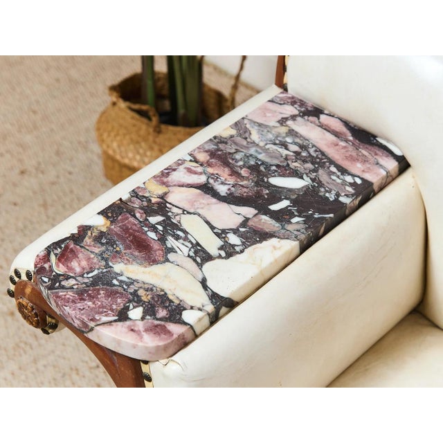 Vintage Antique Settee With Marble Side Table For Sale - Image 12 of 12