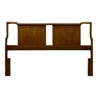 United Furniture MCM Solid Walnut Queen Headboard Vintage Solid Wood Piece For Sale