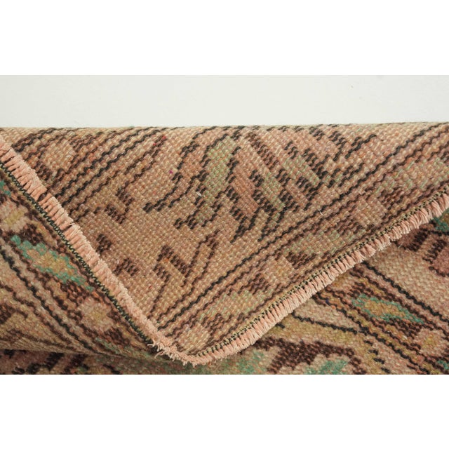 1970s Vintage Turkish Handmade Wool Cotton Green Area Rug For Sale - Image 4 of 13