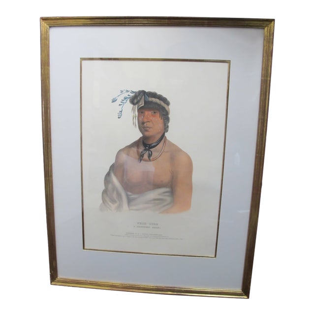 Wesh Cubb Chippeway Chief Hand Colored Original e.c. Biddle Lithograph Print For Sale
