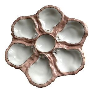 Antique Haviland & Co. Limoges Oyster Plate – Blush Pink & Gilt, France, C. 1880–1900